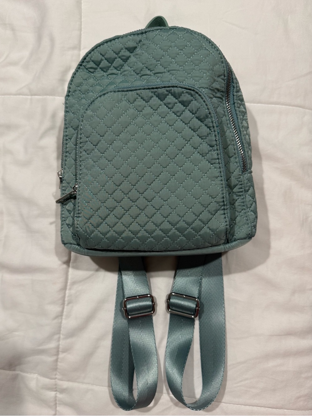 Quilted Sage Green Mini Backpack